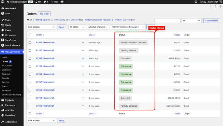WC Cancel Order Pro – WooCommerce order cancellation, screenshot 1