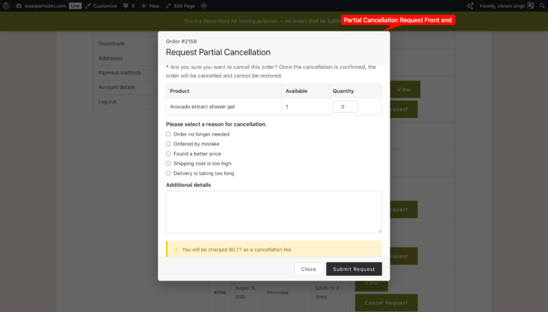 WC Cancel Order Pro – WooCommerce order cancellation, screenshot 13