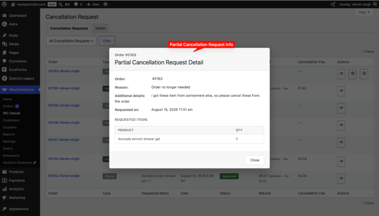 WC Cancel Order Pro – WooCommerce order cancellation, screenshot 3