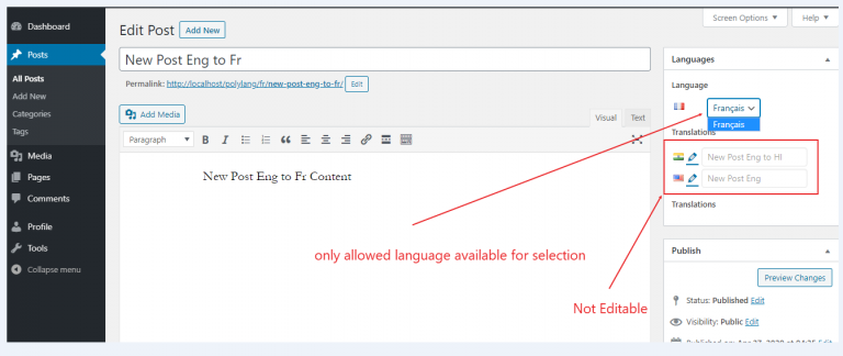 User Manager for Polylang – Polylang user manager, screenshot 3