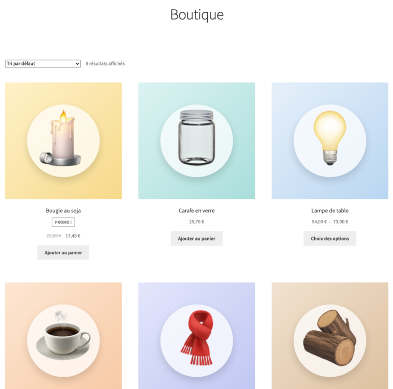 The French shop of the demo store with every price in euros, in the format 1.234,56 €
