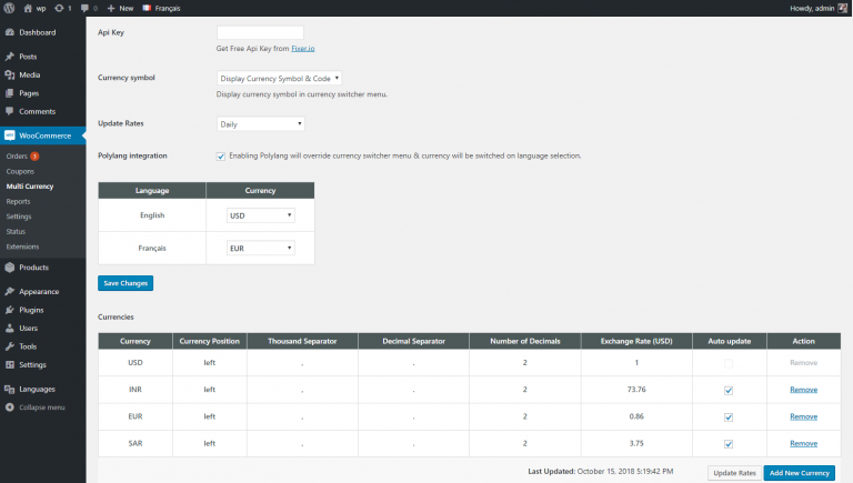 Multi Currency Pro for WooCommerce – WooCommerce Multi Currency, screenshot 1