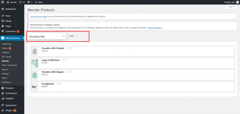 Category Products Reorder for WooCommerce, screenshot 2