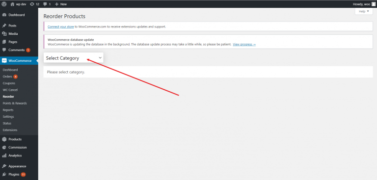 Category Products Reorder for WooCommerce – reorder products WooCommerce category, screenshot 1