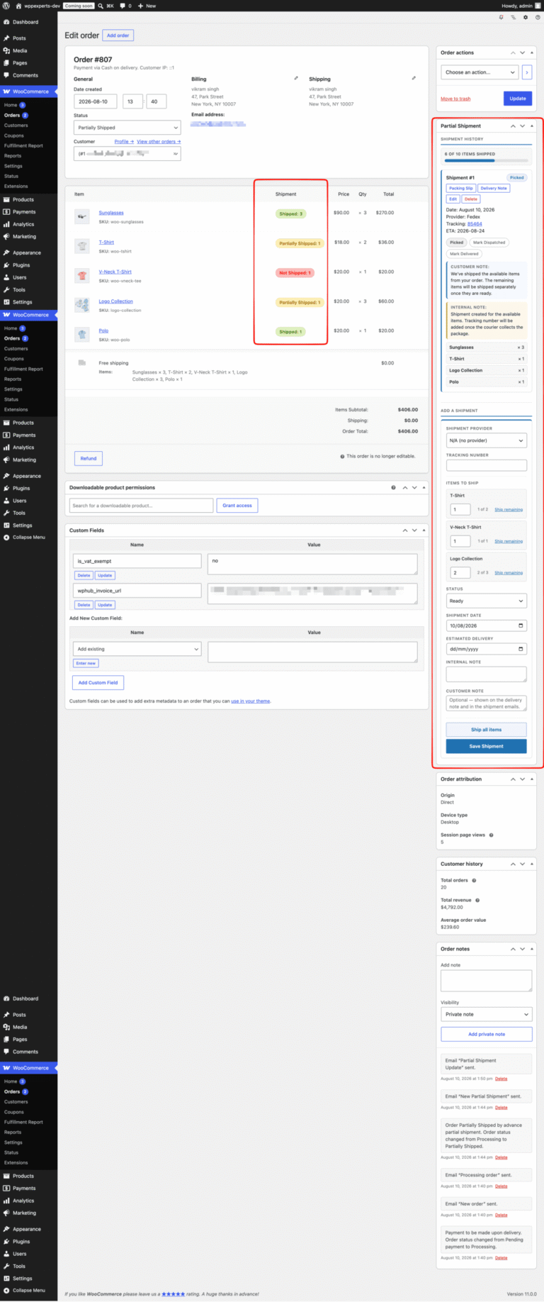 Advance Partial Shipment for WooCommerce – WooCommerce partial shipment, screenshot 5