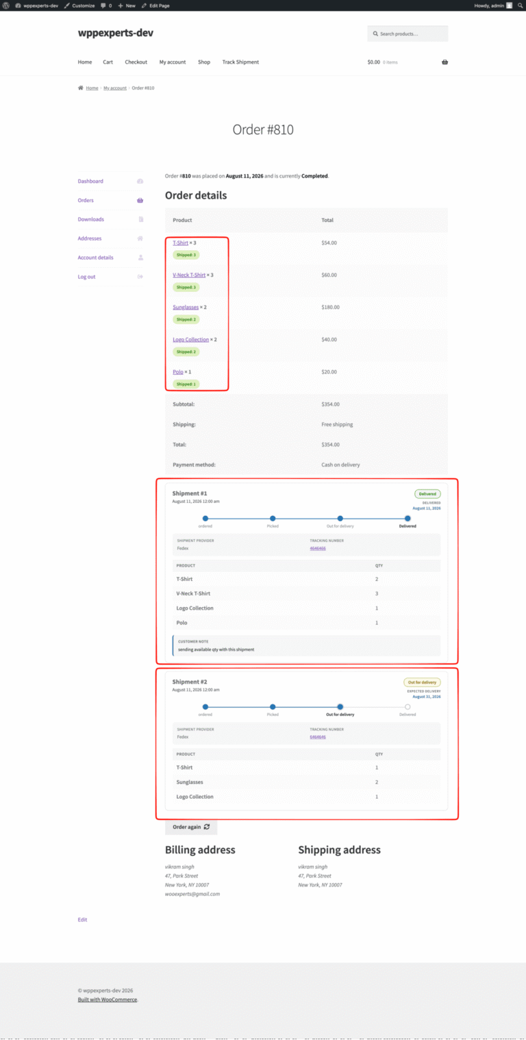Advance Partial Shipment for WooCommerce – WooCommerce partial shipment, screenshot 3