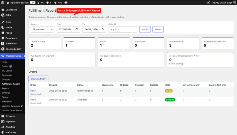 Advance Partial Shipment for WooCommerce – WooCommerce partial shipment, screenshot 7