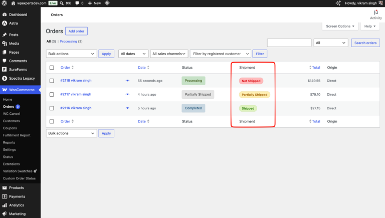 Advance Partial Shipment for WooCommerce – WooCommerce partial shipment, screenshot 1