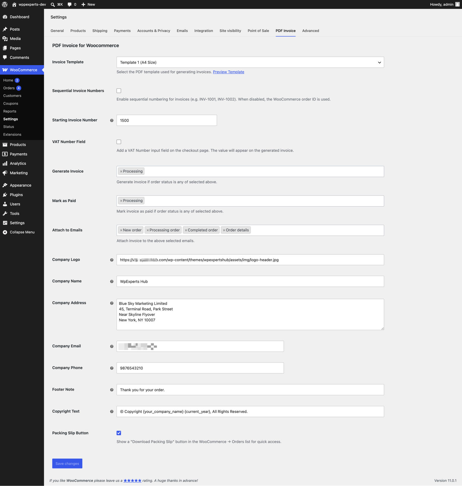 PDF Invoice for Woocommerce